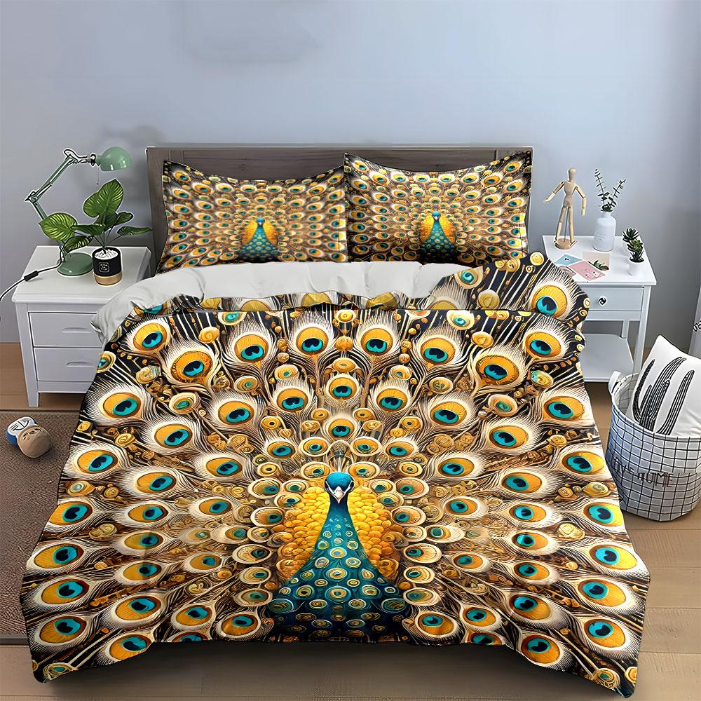 Luxury Peacock Decor Set Multiple Sizes Kid'S And Adults' Bedroom Exquisite 3Pc Bedding Set, Gift