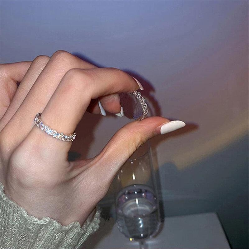 Inel cu zircon Inele de oțel inoxidabil cu zirconiu clasic Moda de lux Femei Inele cu personalitate Fete Norocoase Cadouri pentru petrecere de nuntă