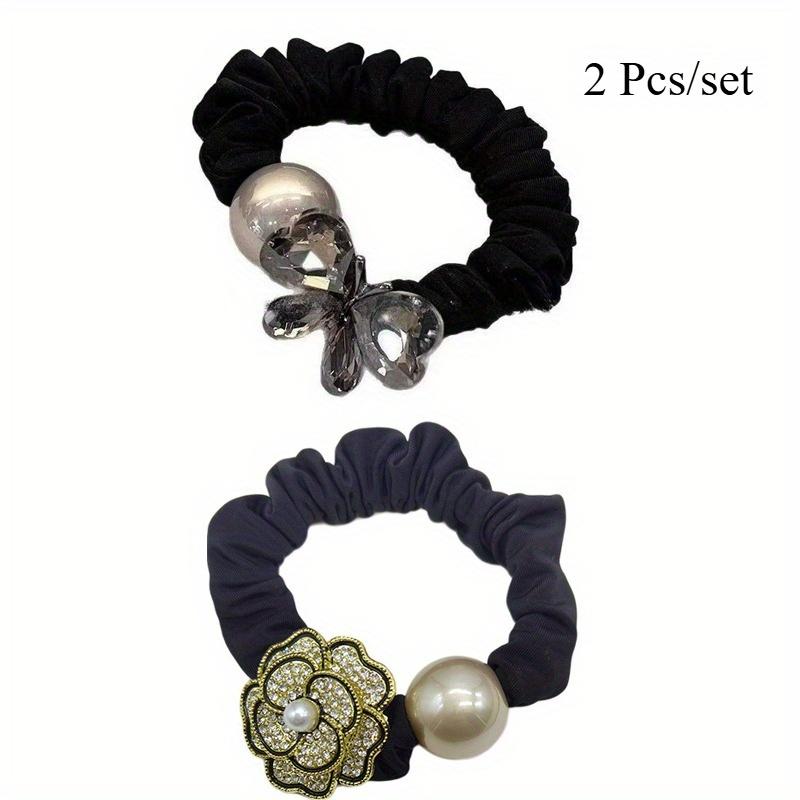 

2 шт. Блестящая диамантовая роза и хрустальная бабочка, резинка для волос для сладкого хвостика, резинка для волос, аксессуары для волос