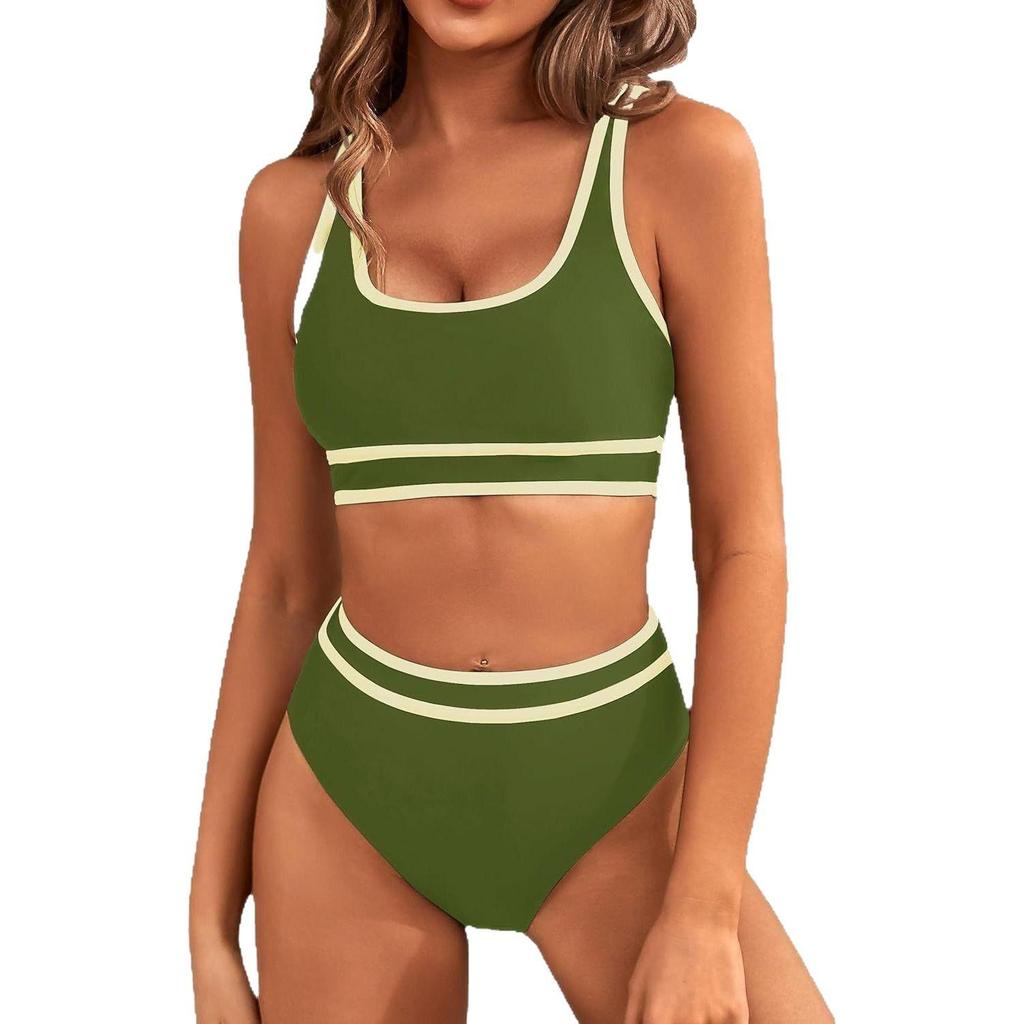 European and American Sexy Solid Color Split Bikini Swimwear for Women