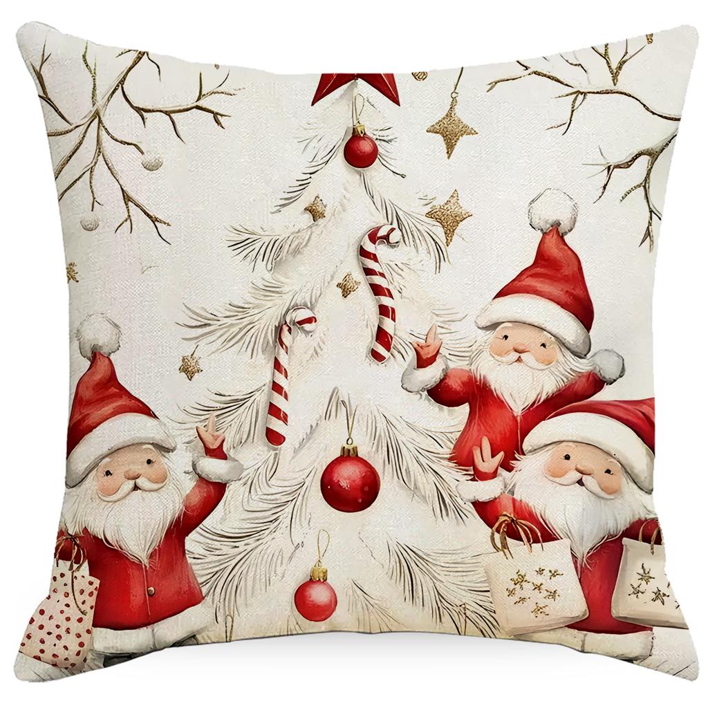 New Christmas Pillowcase Santa Claus Snowman Line Printed Cushion Pillowcase