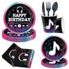 Music Festival Music Note Theme Birthday Party Decoration Disposable Paper Plate Tissue Paper Cup Tablecloth Decoration Supplies
