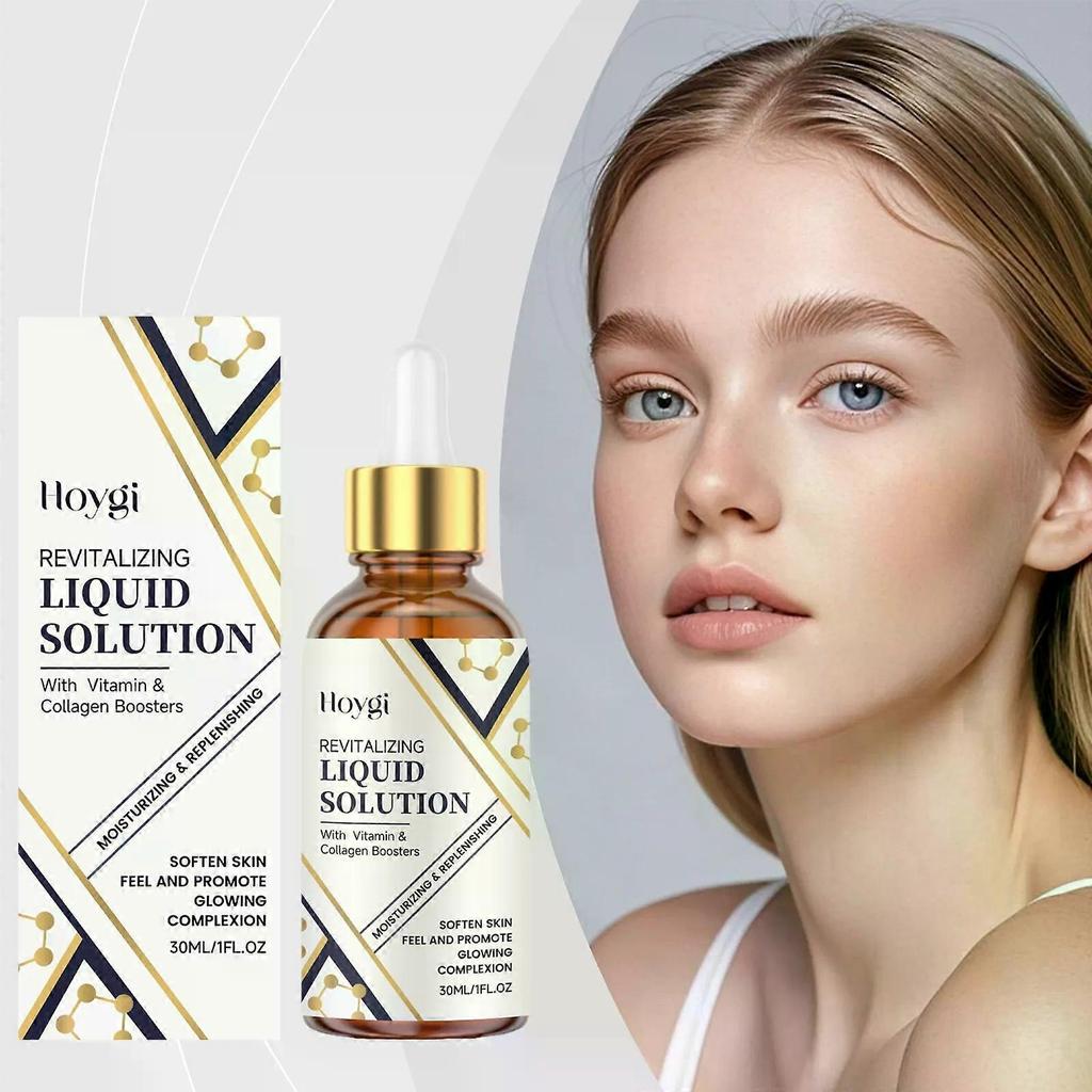 Revitalizing Liquid Solution - Vitamin & Collagen Booster Face Serum, Deeply Hydrating Firming Anti-Aging Serum for Fine Lines & Wrinkles, 30ml