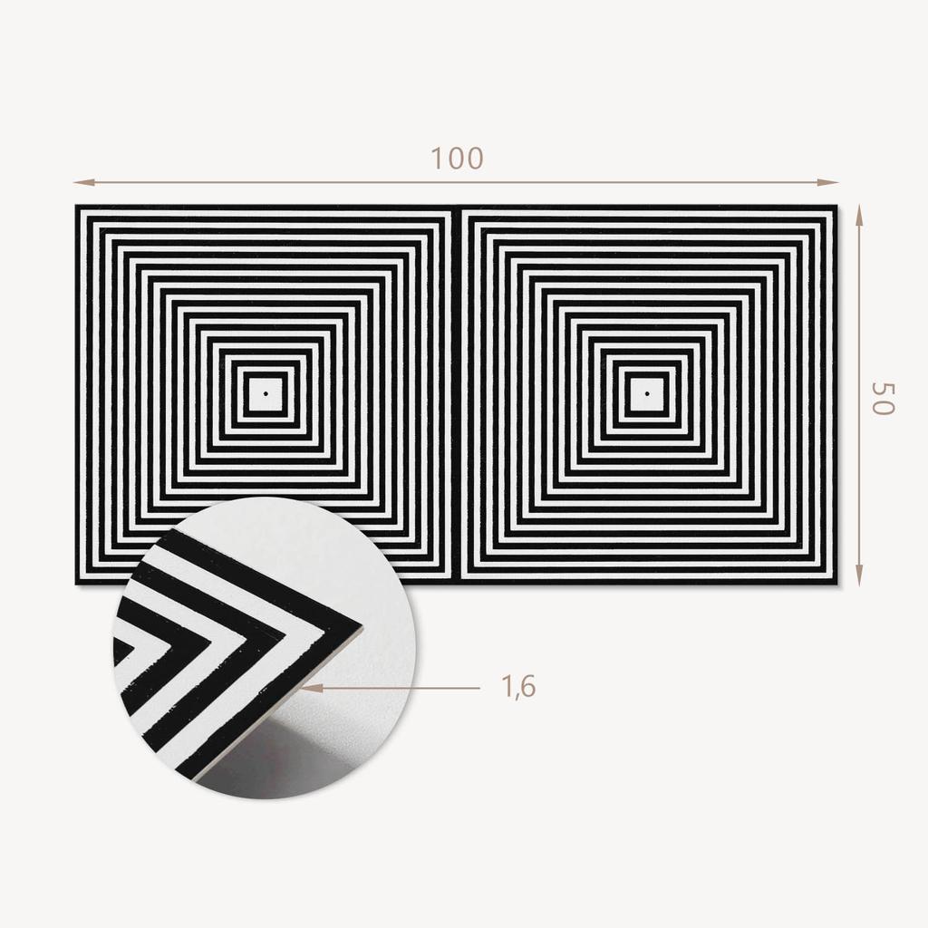 Self-Adhesive Vinyl Printed Panel 100x50 cm Concentric lines in squares