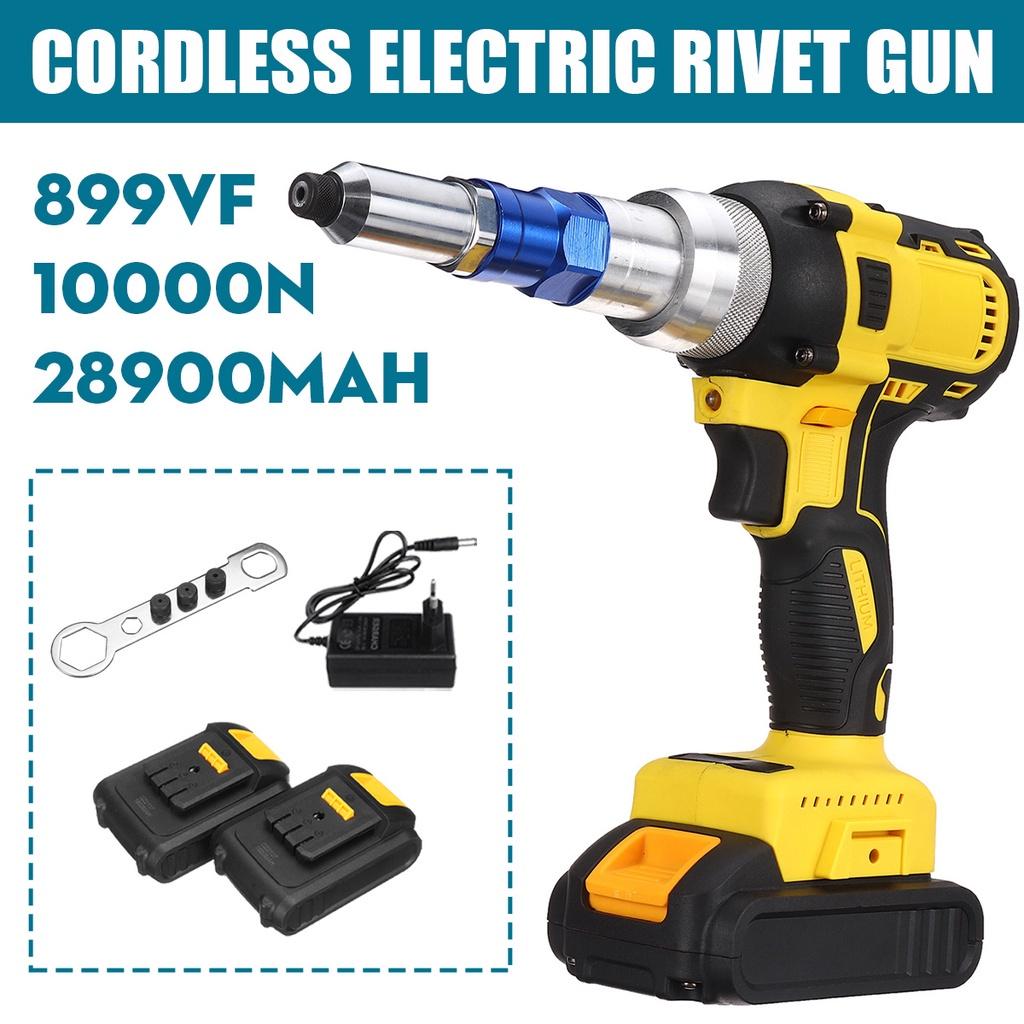 2.4-4.8mm Cordless Electric Rivet Nut Drill Insert Nut Pull Riveting Tool  With LED Light Battery 18V