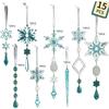 15pcs Christmas Tree Pendate Icicle Ornaments Acrylic Hanging Decoration Christmas Tree Hanging Ornament Xmas Holiday Party