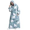 Wearable Blanket Women Home Soft Flannel Casual Print Oversized Hoodie Sweatshirt with Pocket for