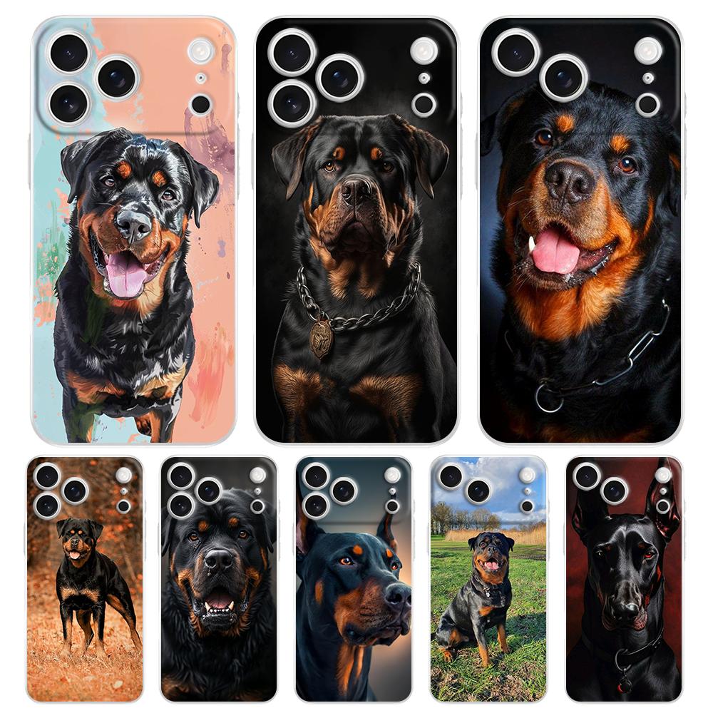 Soft Clear TPU Phone Case For iPhone 17 Air 16E 16 11 15 14 Pro MAX 12 13 7 8 Plus SE Easter Cover Protection Rottweiler Dog
