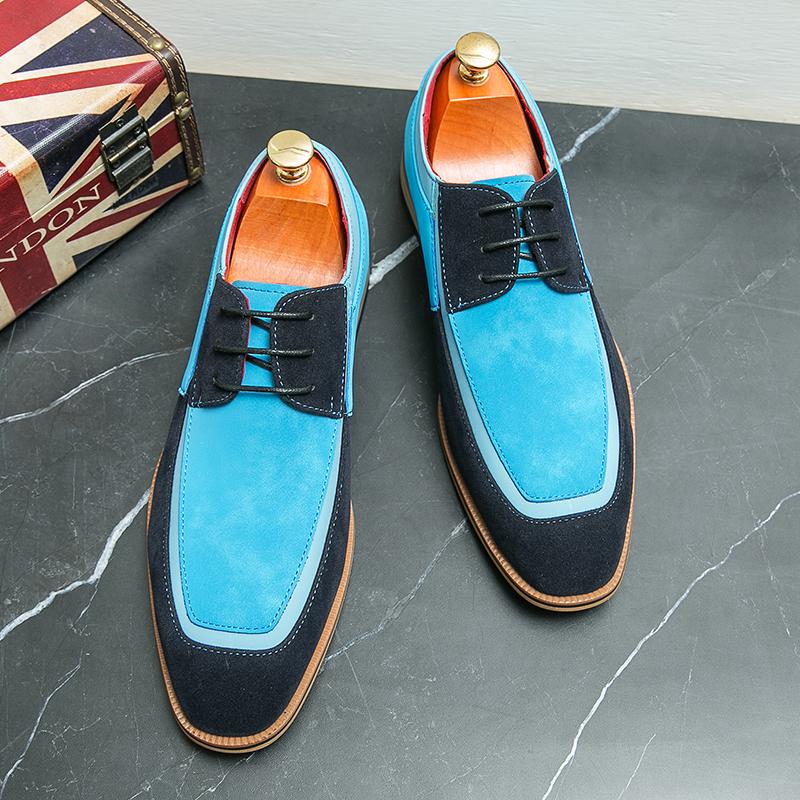 Zapatos de vestir para hombre, tendencia de personalidad, zapatos de boda de cuero Paty, zapatos planos de cuero Oxfords para hombre, zapatos formales