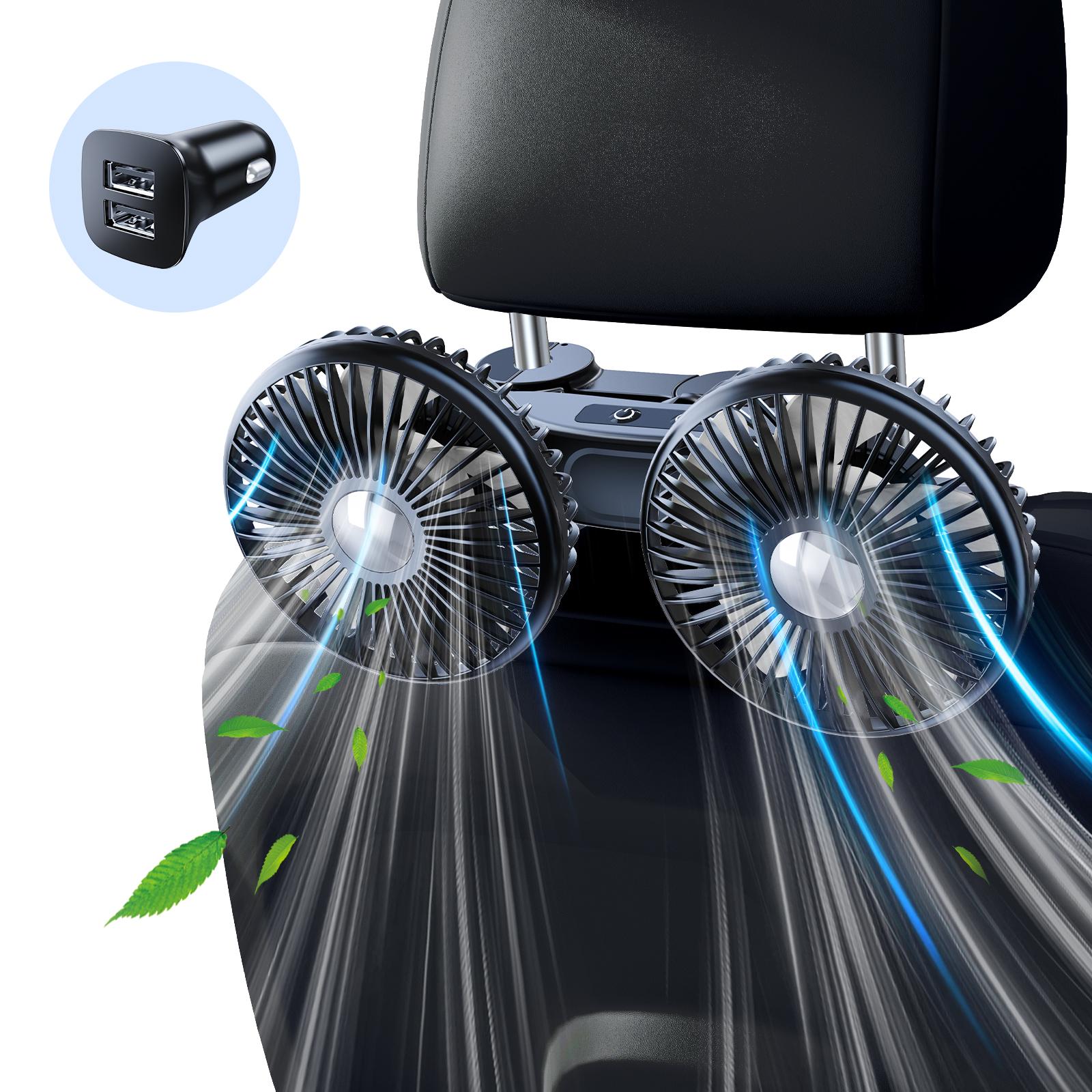 

Летний автомобильный вентилятор охлаждения Hipacool с двумя головками, мощный автомобильный вентилятор, охладитель, аккумулятор 2000 мАч, электрический вентилятор с автомобильным зарядным устройством, в подарок длинный провод