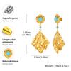 Vintage Drop Earrings 18K Gold Plated Stainless Steel Irregular Geometric Hammered Turquoise Dangle Ear Jewelry One Pair