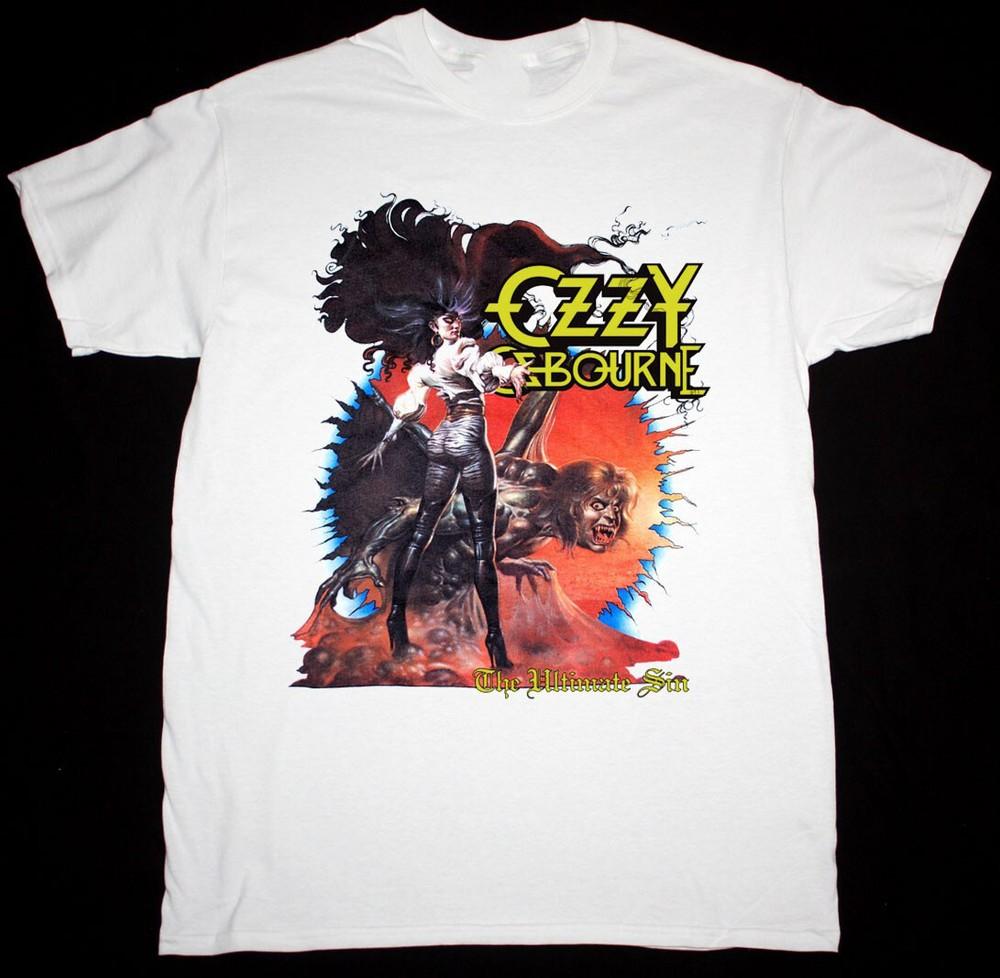 Ozzy Osbourne The Ultimate Sin Men T-shirt White Cotton Tee All Size Unisex T-Shirt S