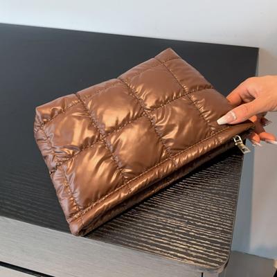 Mini Neceser de Maquillaje Acolchado de Plumón Algodón Acolchado Bolsa de Almacenamiento para Mujer Organizador de Moda de Color Sólido Puffer Viaje Cuadrado Estuche Cosmético