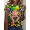 Fashion Women's Crew Neck T-Shirt Crew Neck Short Sleeve 3D Color Printing Tops Daily Wear
