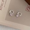 S999 Sterling Silver Pink Heart Zircon Pendant Earrings for Women - Simple Exquisite Design