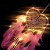 Exquisite Dreamcatcher Feather Decor Pendant Luminescent Ornament Heart Shape Design Hanging Dream Catcher for Bedroom