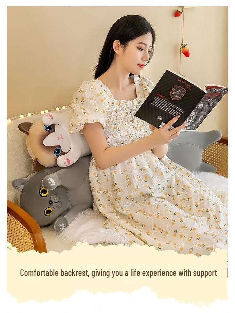 Cartoon Cat Island Plush Pillow - Long Pillow for Girls, Leg-Clamping Sleep Toy, Perfect Birthday Gift