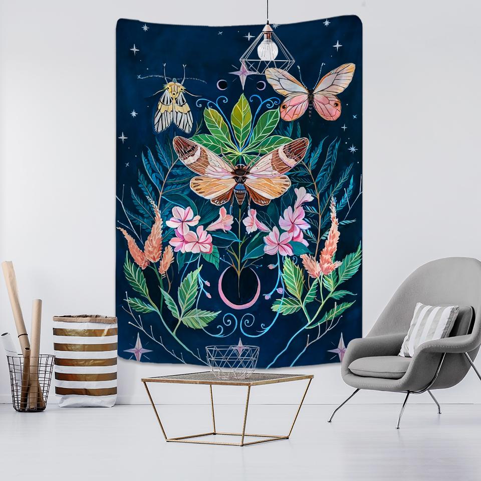 Nordic Psychedelic Butterfly Tapestry Wall Hanging Bohemian Hippie Witchcraft Tarot Science Fiction Room Home Decor
