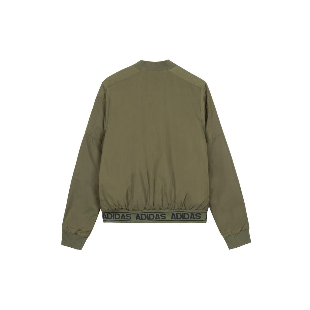 adidas Round Neck Warm Casual Long Sleeve Baseball Jacket Women Jackets Green BP6958-1