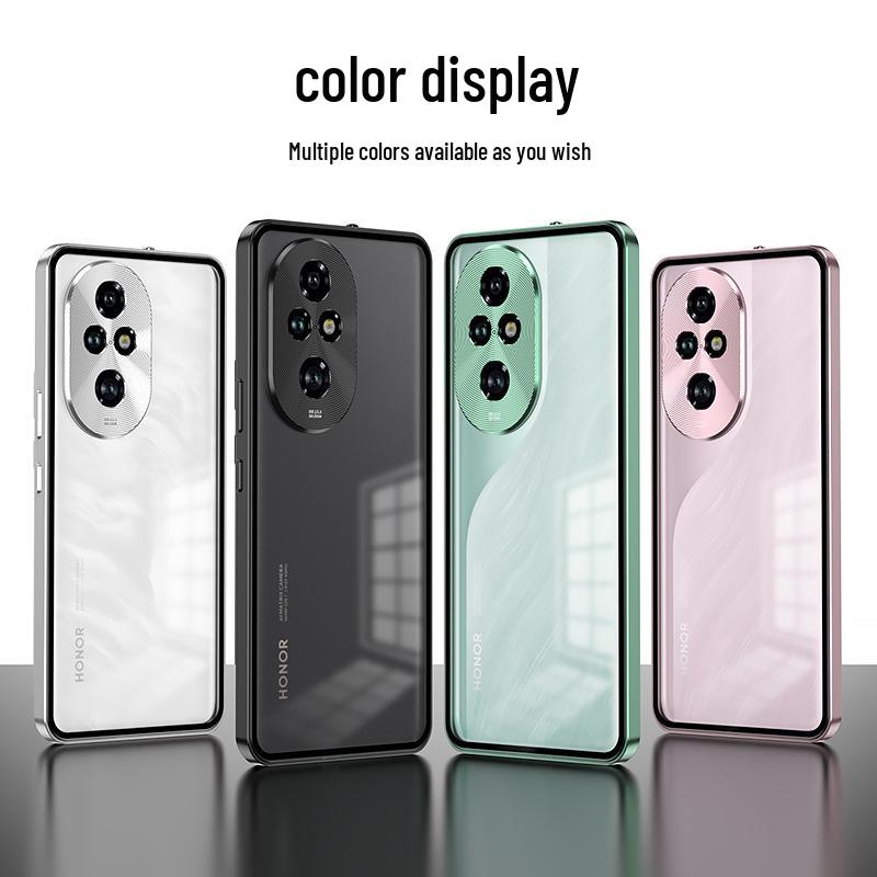 Honor 400pro Metal Frame Phone Case: Snap-Button, Frosted Back, Protective Mirror.