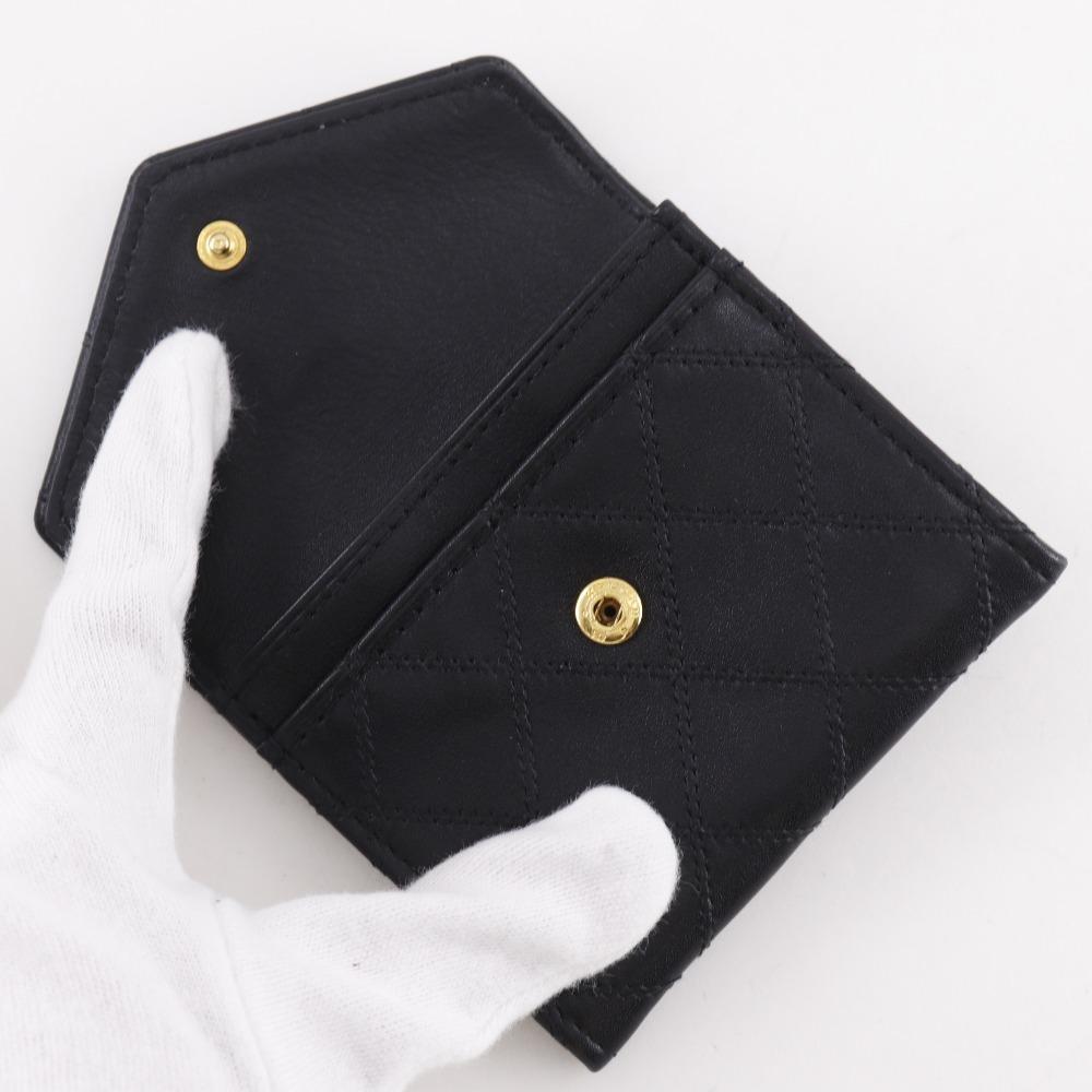 CHANEL Bicolole Coin Purse COCO Mark black Calfskin Women Used