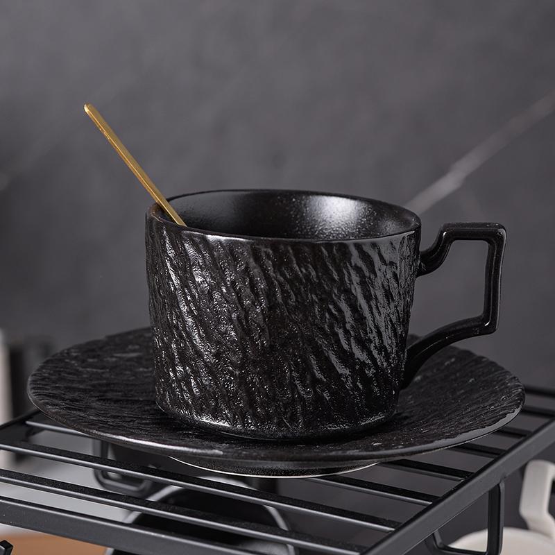 Simple Stone Patterned Ceramic Coffee Cups Plates Afternoon Tea Cups Breakfast Cups Mugs Decorative Drinking Utensils 230ML
