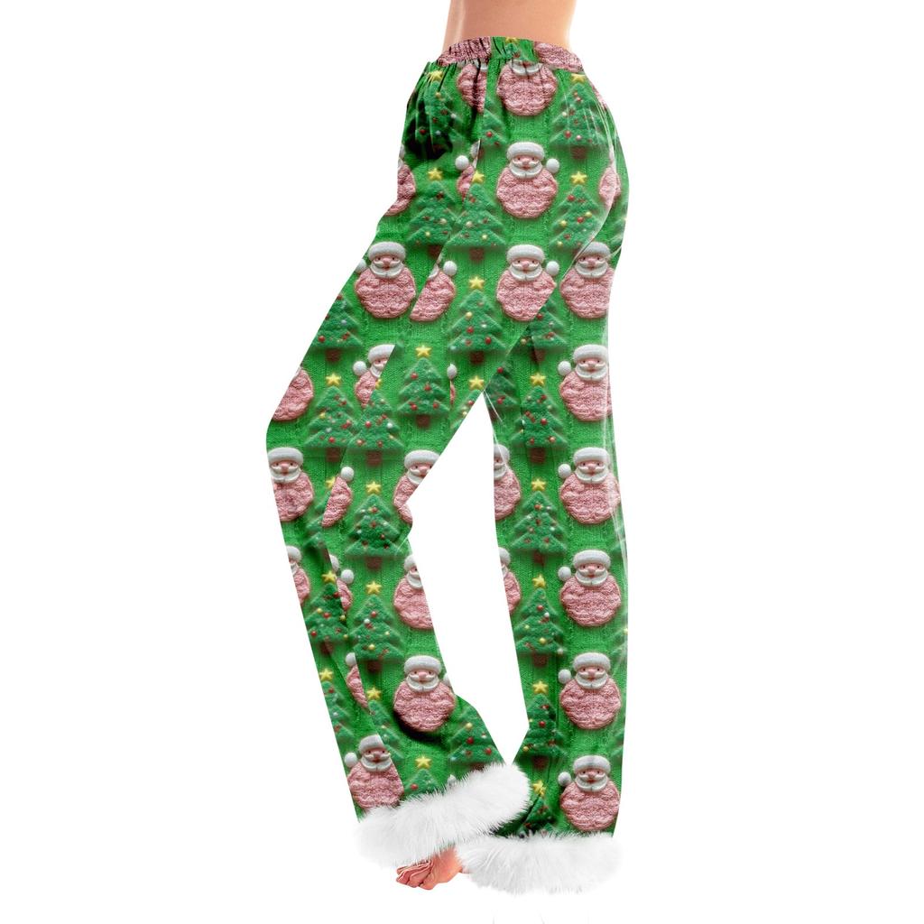 Women's Fashionable Casual Pants, Christmas  Print Pants