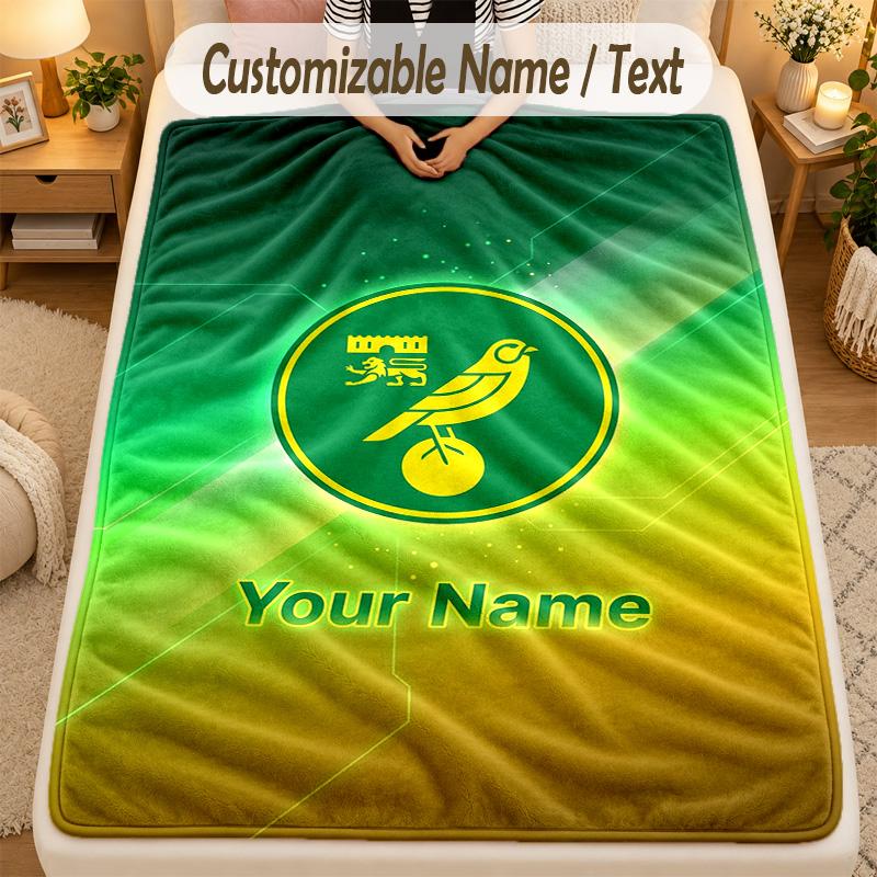 Flannel BlanketNorwich City Custom Name Text Personalized Soft Warm Throw Blanket Home Decor Gift