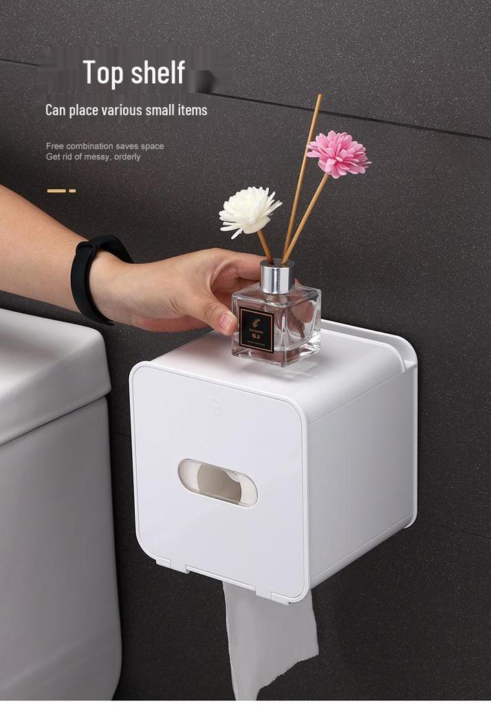 Waterproof No-Punch Toilet Paper Storage Rack and Towel Holder