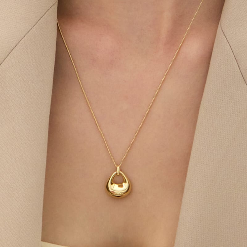 Hyeres-lor Champagne Moon Silver (Y) Hobo Necklace HL2N56218Y9550