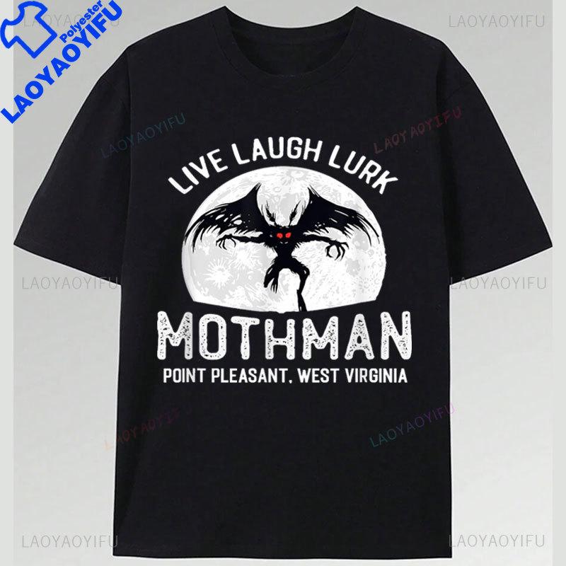 Camiseta Mothunisex TShirt Live Laugh Lurk Short Sleeved Strange Creature Bat Casual Summer Short Sleeved Polyester Gothic Clothes S