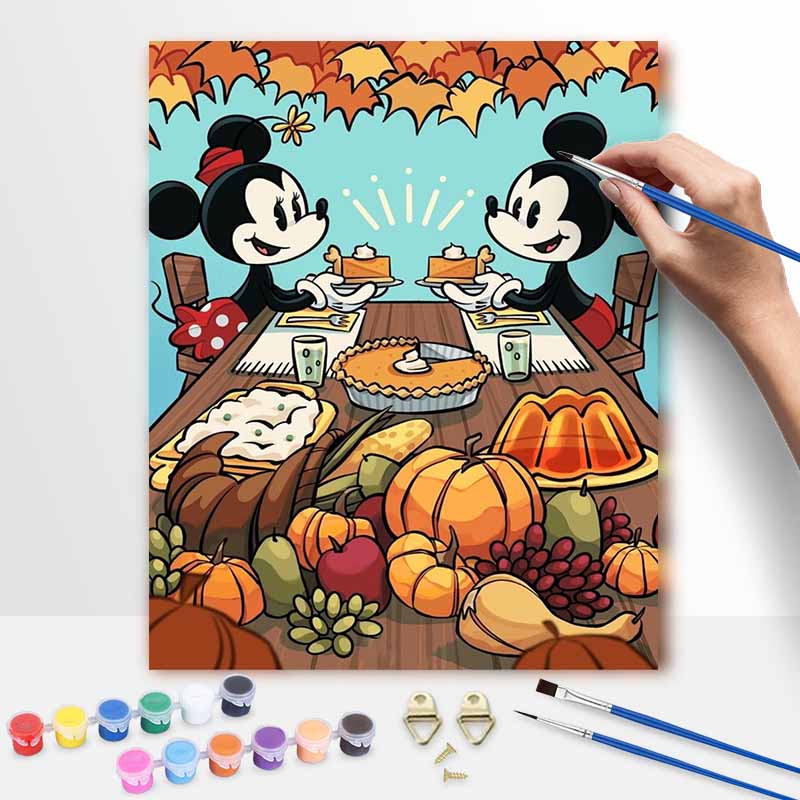 Disney Mickey Minnie Thanksgiving pumpkin oil painting kit digital painting art handmade diy home room decorations 20x30cm