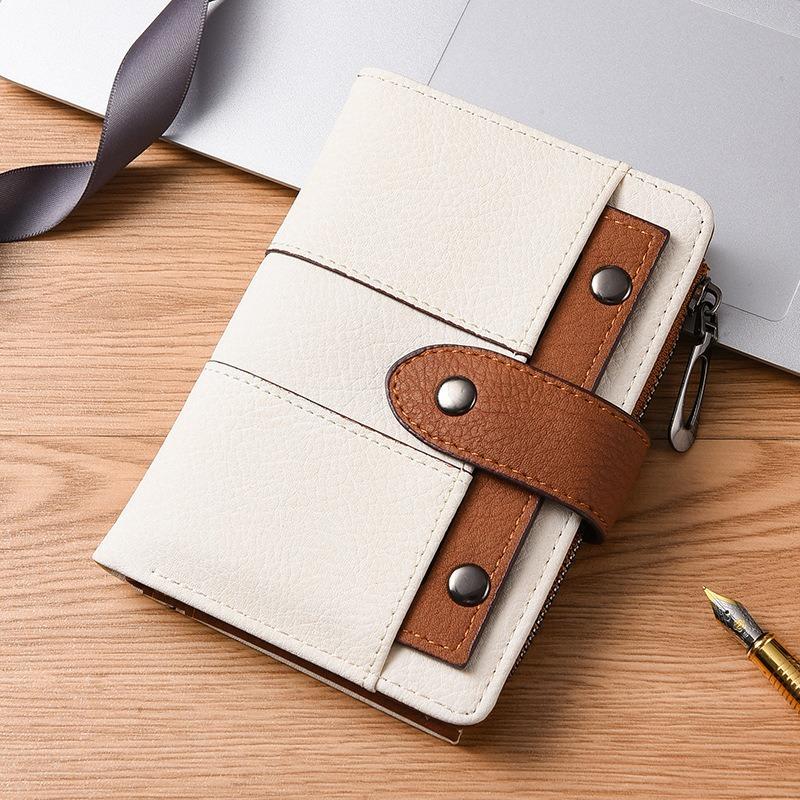 Kleine Portemonnee voor Dames, Compact Dubbelgevouwen Portemonnee voor Munten, Portemonnee met Meerdere Kaarthouders en ID-venster, Ritsvak, Korte Portemonnee voor Dames