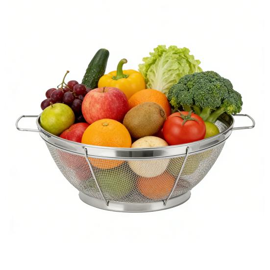 Stainless Steel Colander Fine Mesh Colander with Handles And Resting Base Fast Draining Strainer for Kitchen Use Meal Prep