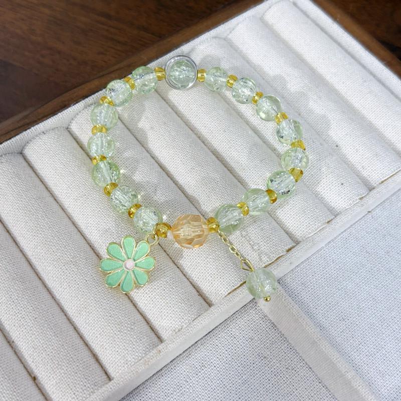 Small Daisy Popcorn Bracelet Women's Versatile Powder Crystal Sunflower Crystal Bracelet