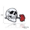 Creative Niche Rose Flowers Brooch Halloween Skull Rose Flower Pins  Badge For Women Men Backpack Accessories Jewelry Gift