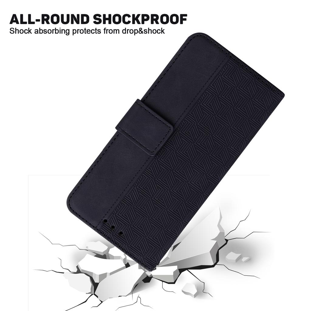 Flip Leather Wallet Case for Honor 90 Lite 5G/X50i 5G,Geometry Imprinted Stand Phone Cover