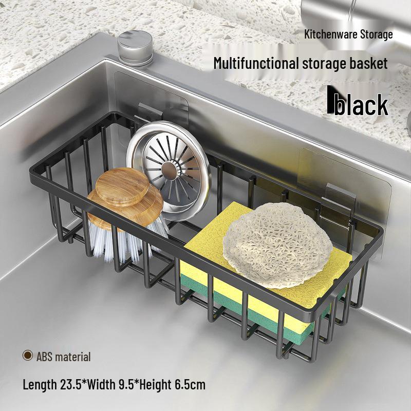 Multi-Functional Over-the-Sink Sponge & Dish Cloth Draining Rack Wall-Mounted ABS Draining Rack