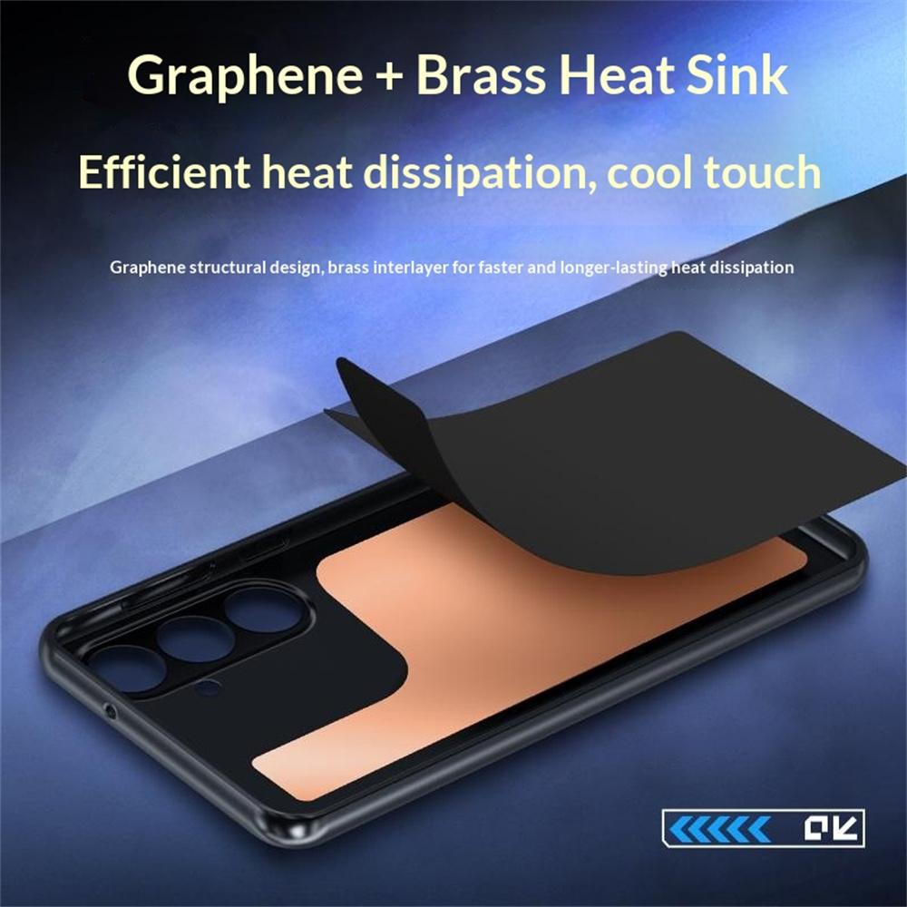 For Samsung Galaxy S24+ Case Graphene + Brass Heat Dissipation Silicone PC Phone Cover Support Magnetic Car Mount