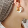 Gold-Plated Geometric Hoop Earrings: Black & White Oil Drip, European Retro Style for Women