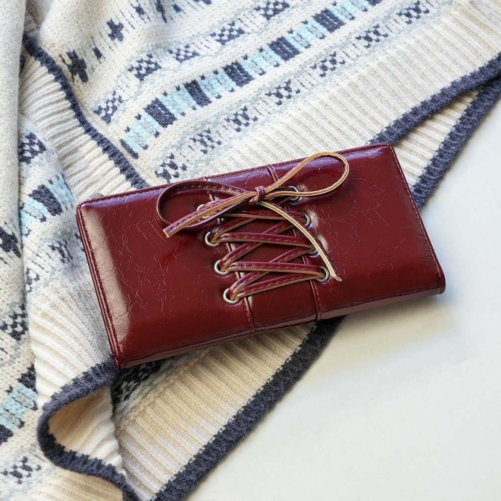 Versatile Portable Strap Bow Wallet PVC Multiple Card Balletcore Card Bag Fashion Anti-splash Water Long Leather Purse Girls
