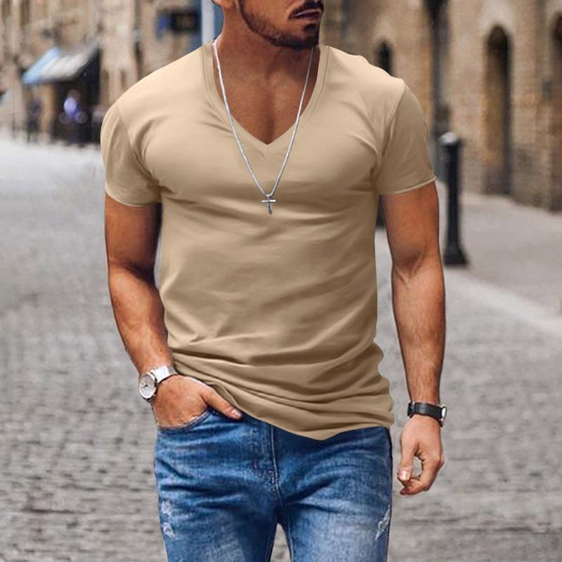HNXC Chemises et Chemisiers Décontractés Mode Homme Été Printemps Manches Courtes Col en V Classique Exquis