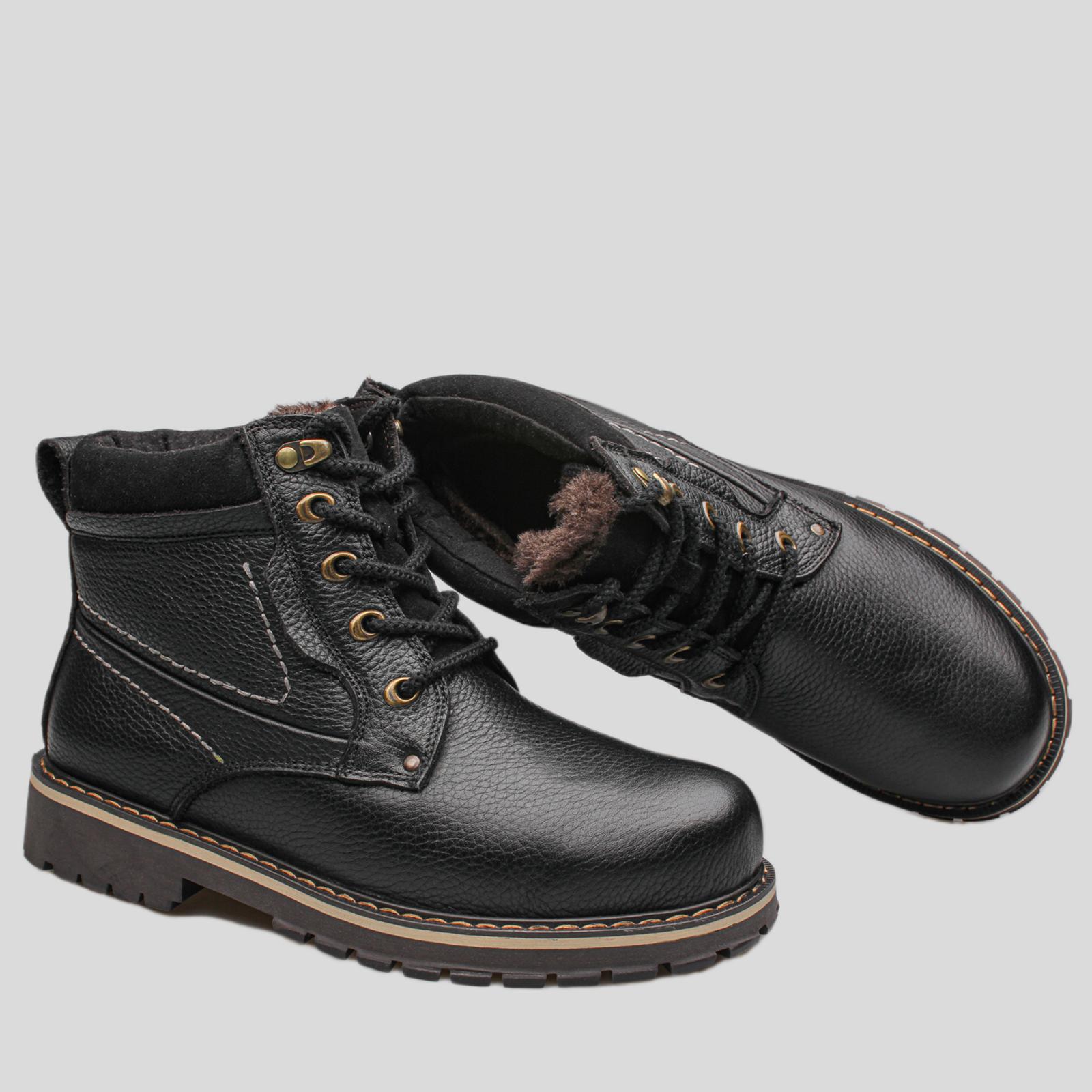 Мужские зимние ботинки из натуральной кожи. Теплые удобные зимние ботинки. Мужская зимняя обувь из натуральной кожи. 40 чёрный