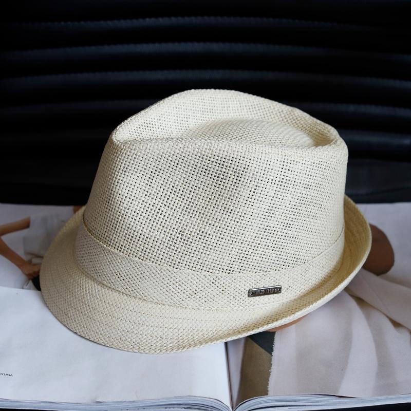 

High Quality Summer Big Head Beach Sun Hats Men Women Short Brim Jazz Trilby Straw Hats Casual Grass Woven Fedora Hats for Dad 55-57cm бежевый
