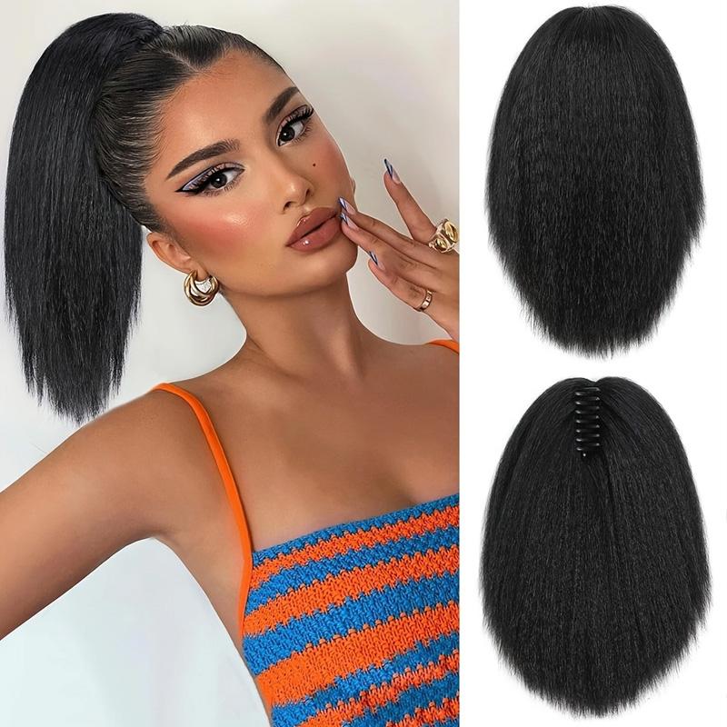 

Кудрявый хвостик для наращивания волос Коготь клип Яки Черный хвостик для чернокожих женщин Кудрявый прямой хвостик для наращивания волос Заколки для волос 30CM