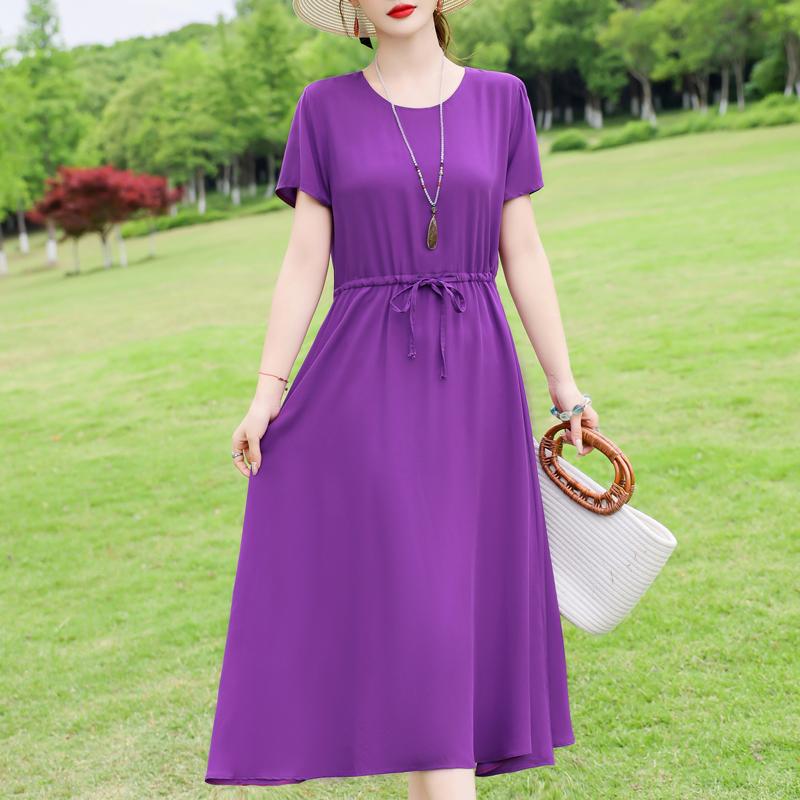 Elegant Women's Summer Dress Plus Size Short Sleeve Casual Long Dresses Vintage Clothes