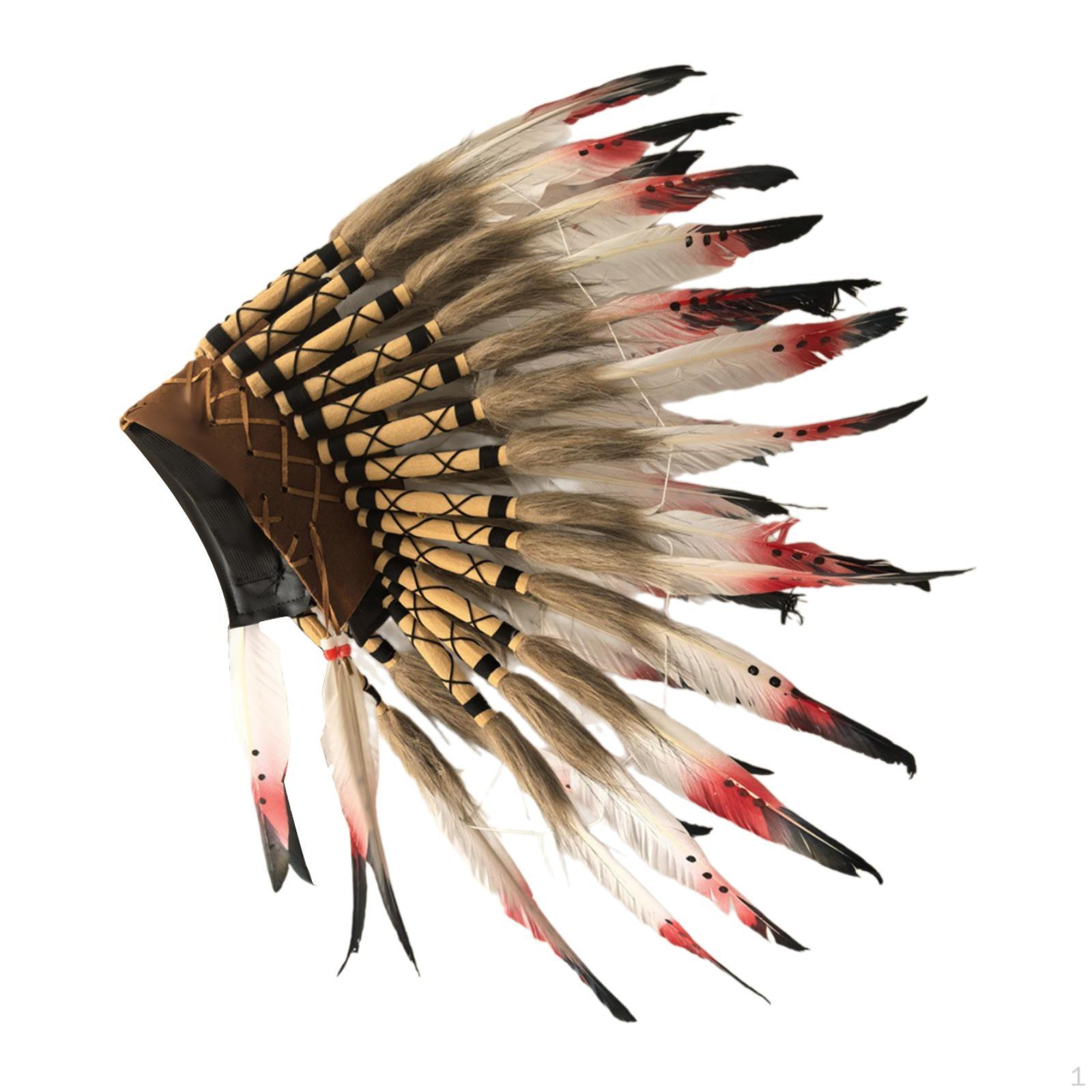 

Chief Indian Feather Headdress Decor Headband for Themed Party Stage Performance