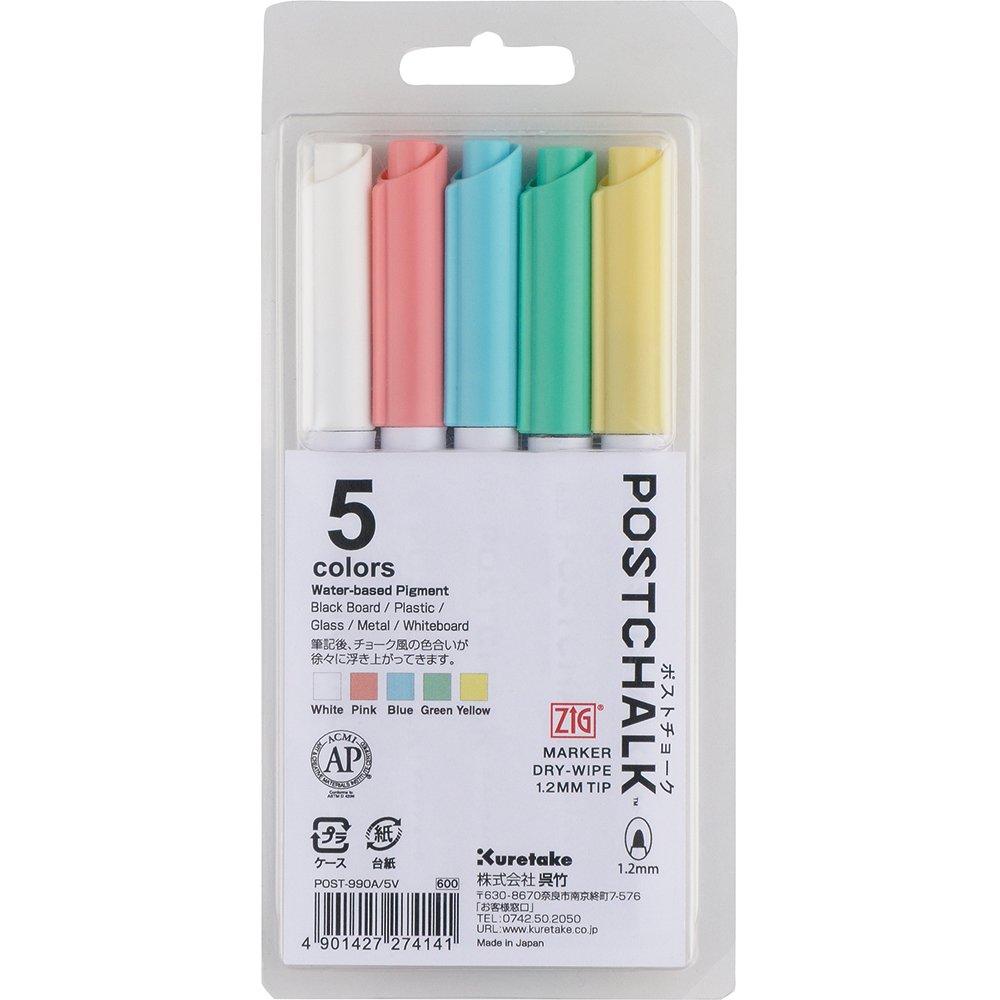 

Kuretake ZIG Post Chalk Marker с сухим стиранием 5 цветов, чёрный