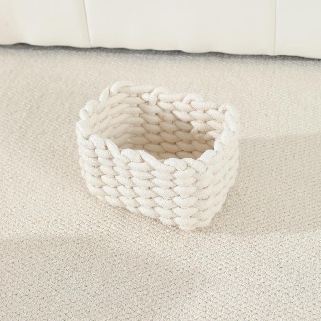 Sundries Cotton Rope Storage Baskets: Large & Small Cosmetic Organizer for Lipsticks & Eyeshadows