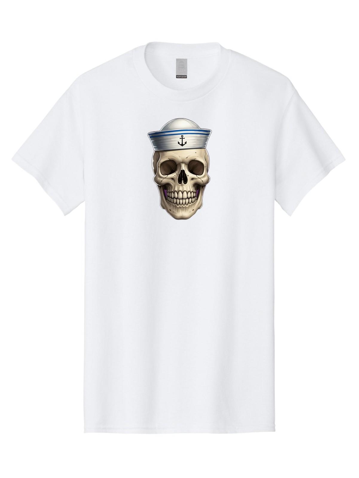 Skull-With-Sailor-Hat Mens Graphic Tee, 100% Cotton, Casual Summer Wear S разноцветный